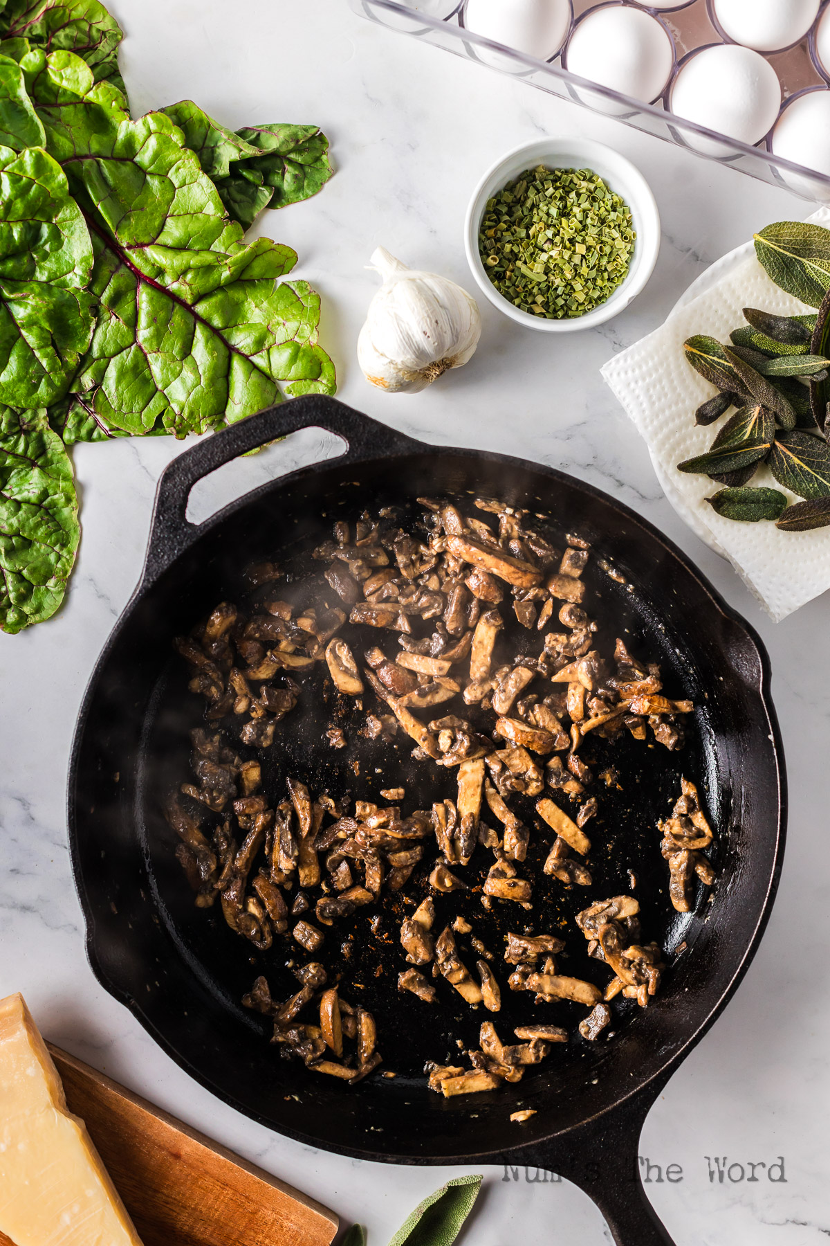 Mushrooms sauteed in skillet