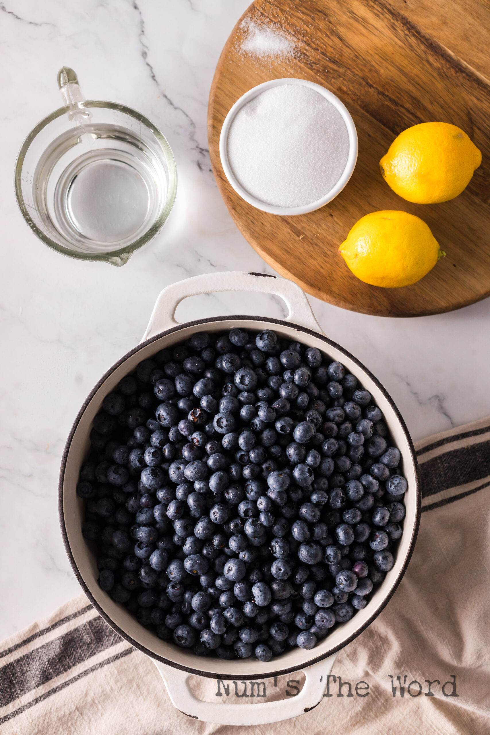 Freshly washed blueberries in a pot.