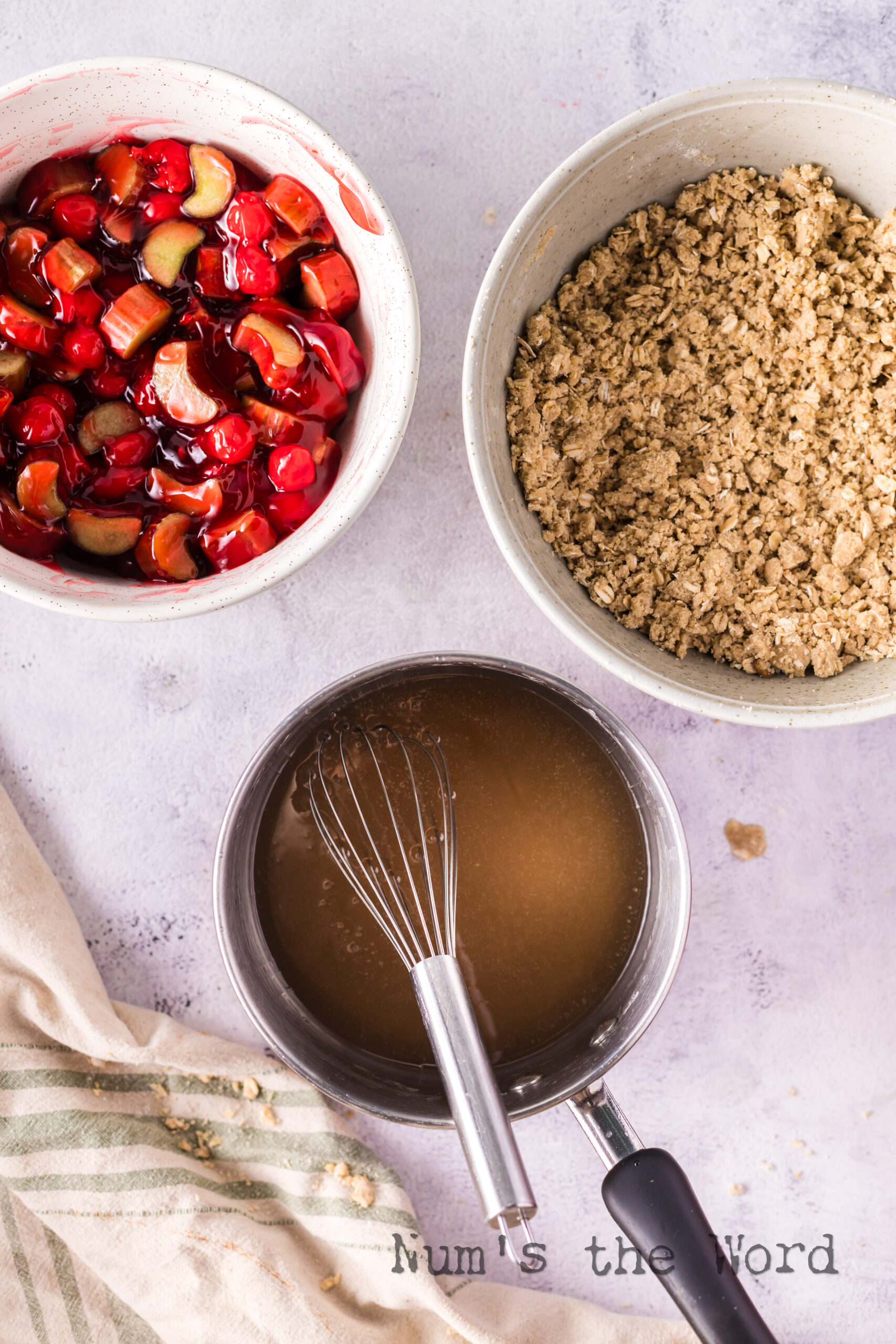 sugar, water, cornstarch and vanilla in a pot for glaze.