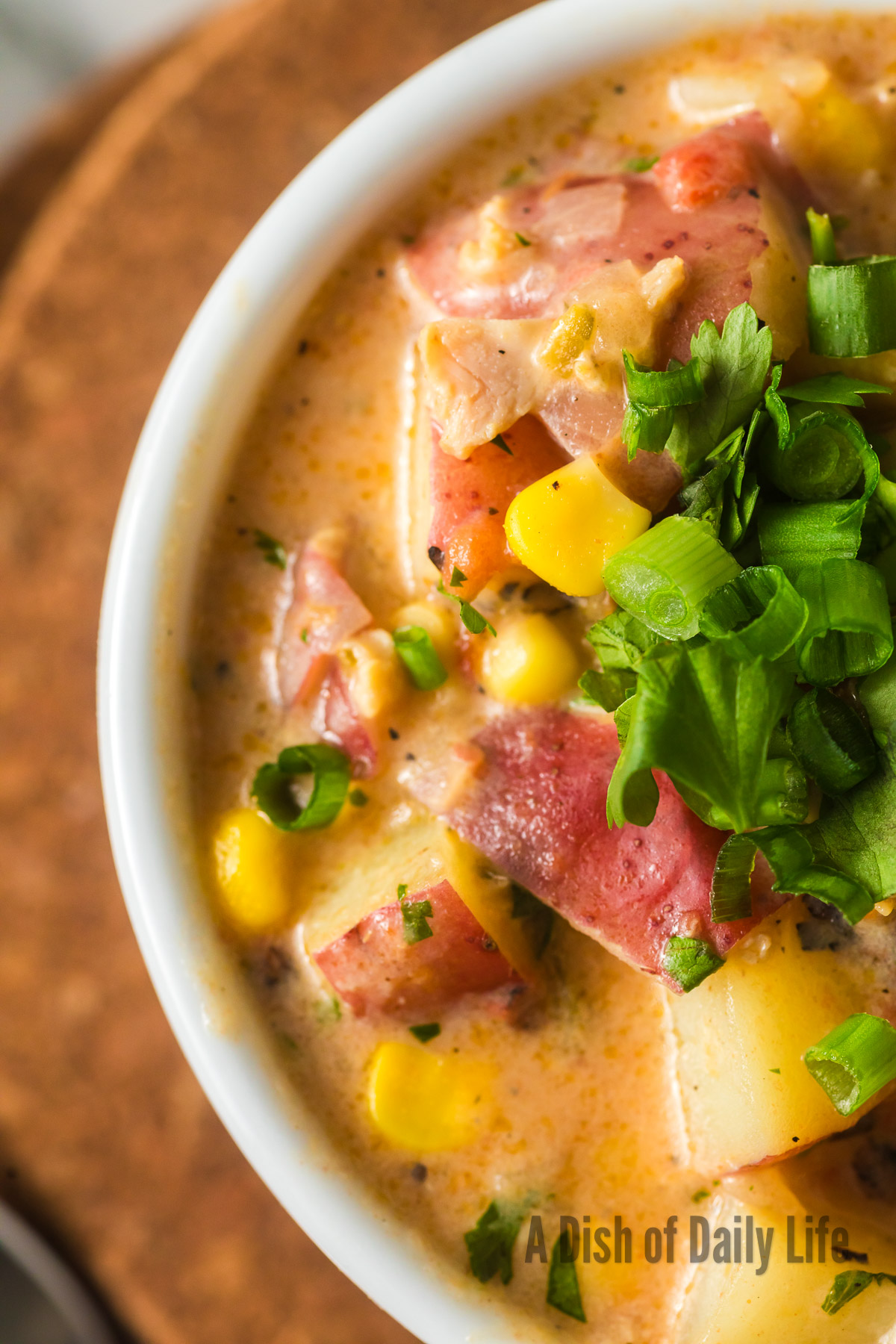 zoomed in image of soup in a bowl.